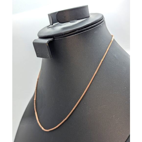 925 Italy Sterling Rose Vermeil Unique Textured Chain 18" Necklace - Picture 2 of 6